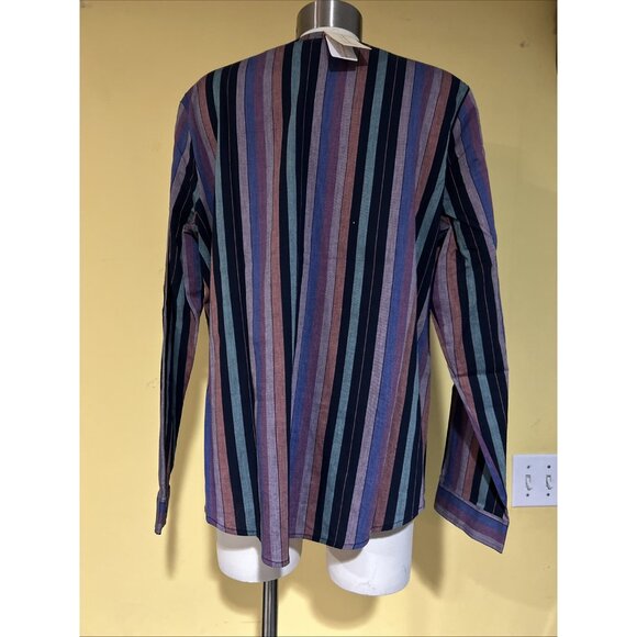 Christopher Banks Shirt Womens Colorful Striped Mandarin Collar Work Job L - Picture 9 of 9
